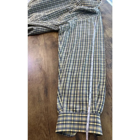 CINCH Mens L Yellow Plaid Button Down Long Sleeves Western/Cowboy Top - Picture 10 of 11